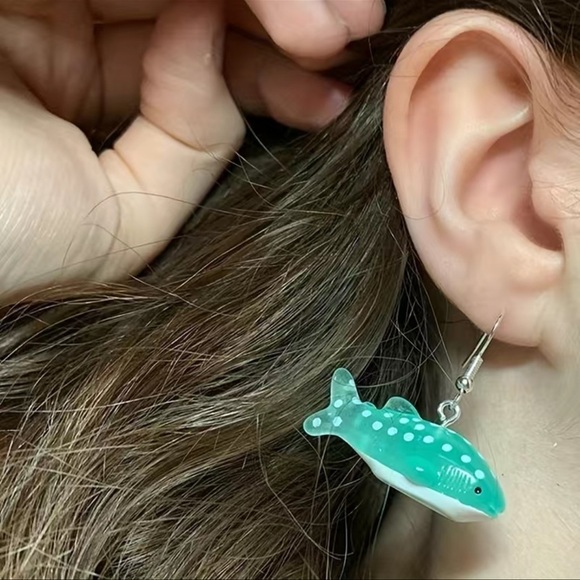 Adorable Blue Whale Shark Resin Dangle Earrings| Perfect Ocean-Inspired Gift - Picture 4 of 6